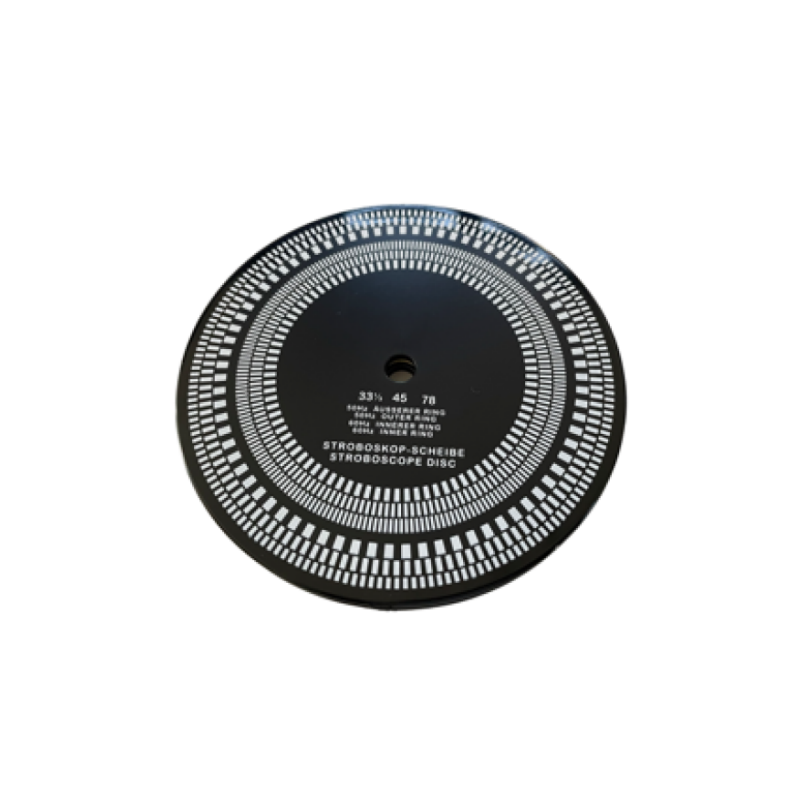 Record gripper with strobe disc