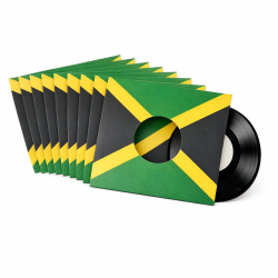 Set of 10 cardboard single sleeves with Jamaica flag design
