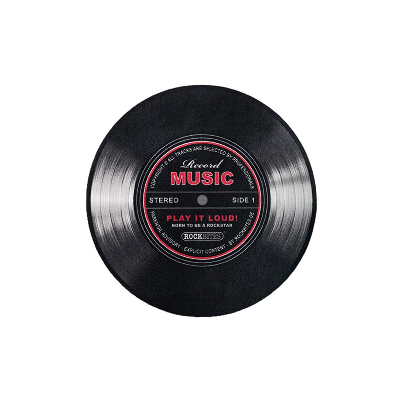 Tapijt Record Music - zwart diam 60 cm